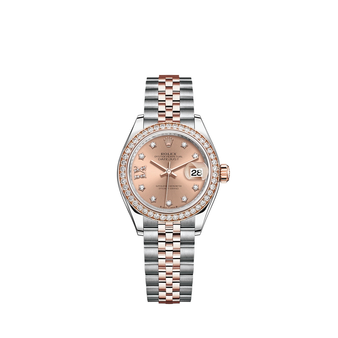 Réplique Rolex Lady-Datejust Oystersteel et or Everose 18 ct M279381RBR-0027