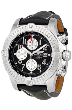 Breitling Super Avenger noir Dial noir cuir Strap Chronogra Montre Réplique