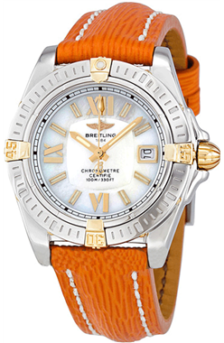 Breitling Cockpit Mother of Pearl Orange cuir Dames B7 Montre Réplique