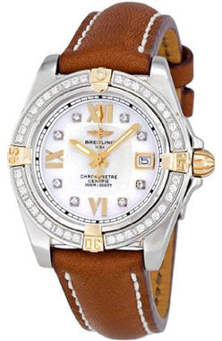 Breitling Cockpit Lady Blanc Dial brun cuir B7135653-A Montre Réplique