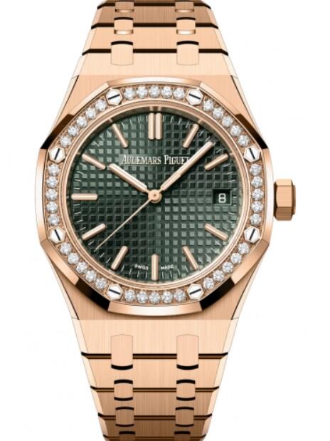 Montre Audemars Piguet Royal Oak Automatique Or Rose 37 mm Cadran Kaki Diamant 15551OR.ZZ.1356OR.03