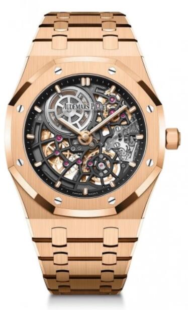 Montre Audemars Piguet Royal Oak Jumbo extra-plate ajouree en or rose 39 mm squelette 16204OR.OO.1240OR.01