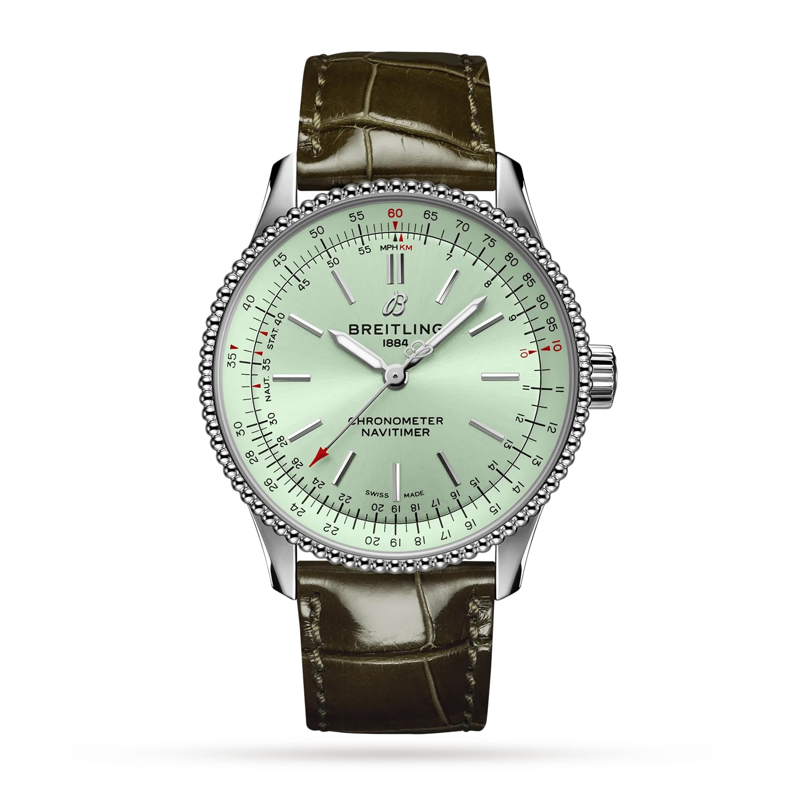 Montre Breitling Navitimer Automatic 35 avec bracelet en cuir et acier inoxydable - Menthe A17395361L1P2 Montre Breitling Navitimer Automatic 35 avec bracelet en cuir et acier inoxydable - Menthe A17395361L1P2
