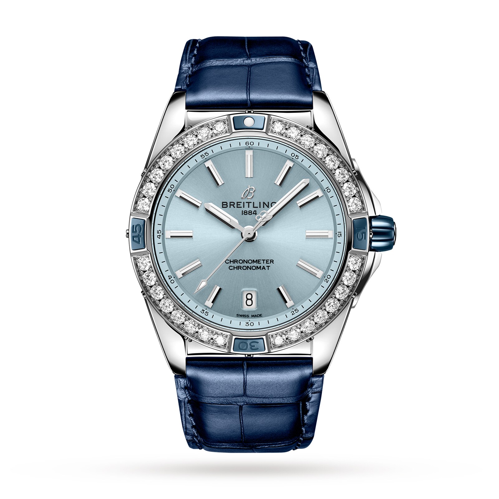Montre Breitling Super Chronomat Automatique 38 avec bracelet en cuir bleu A17356531C1P1