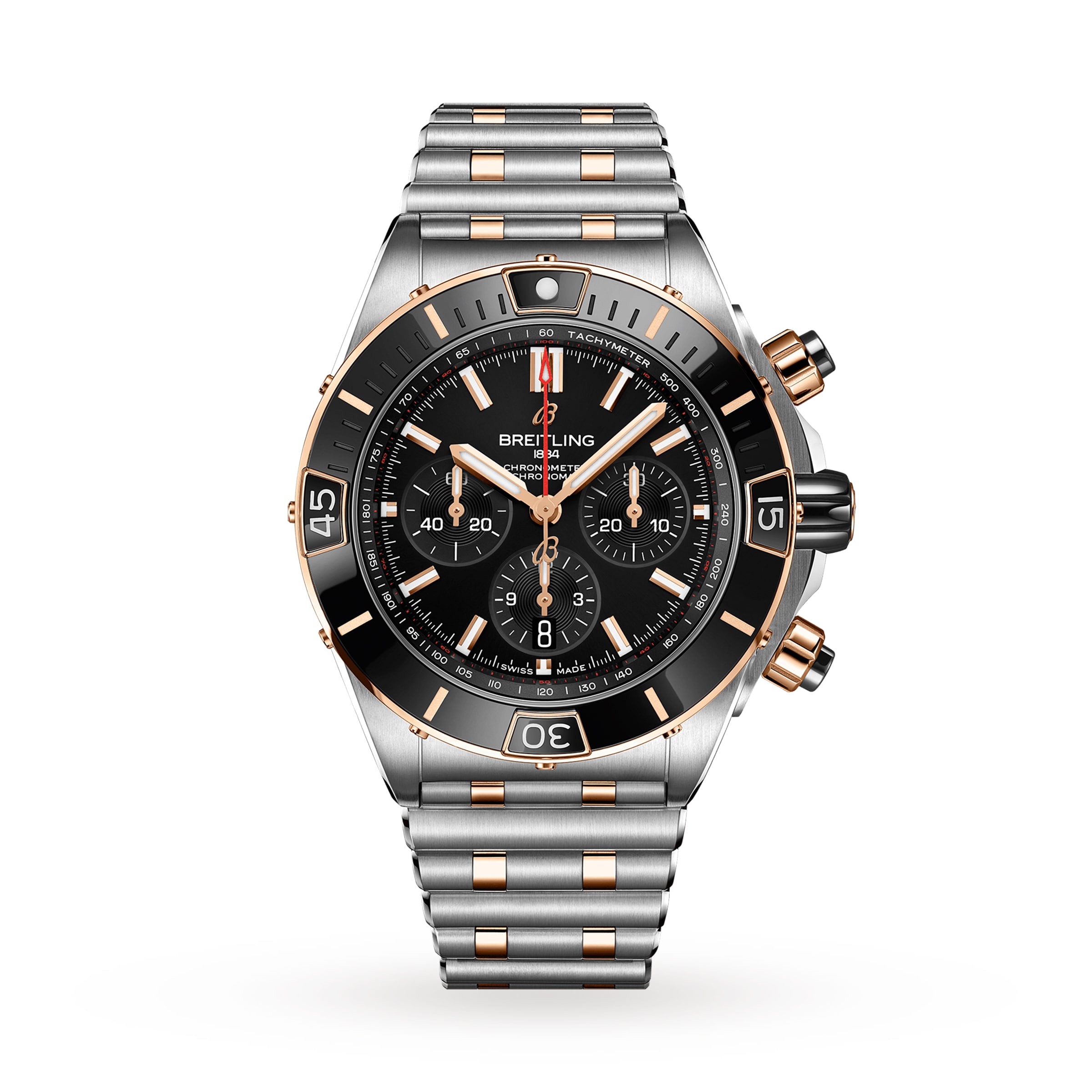 Montre Breitling Super Chronomat B01 44 en acier inoxydable et or rouge 18 carats UB0136251B1U1