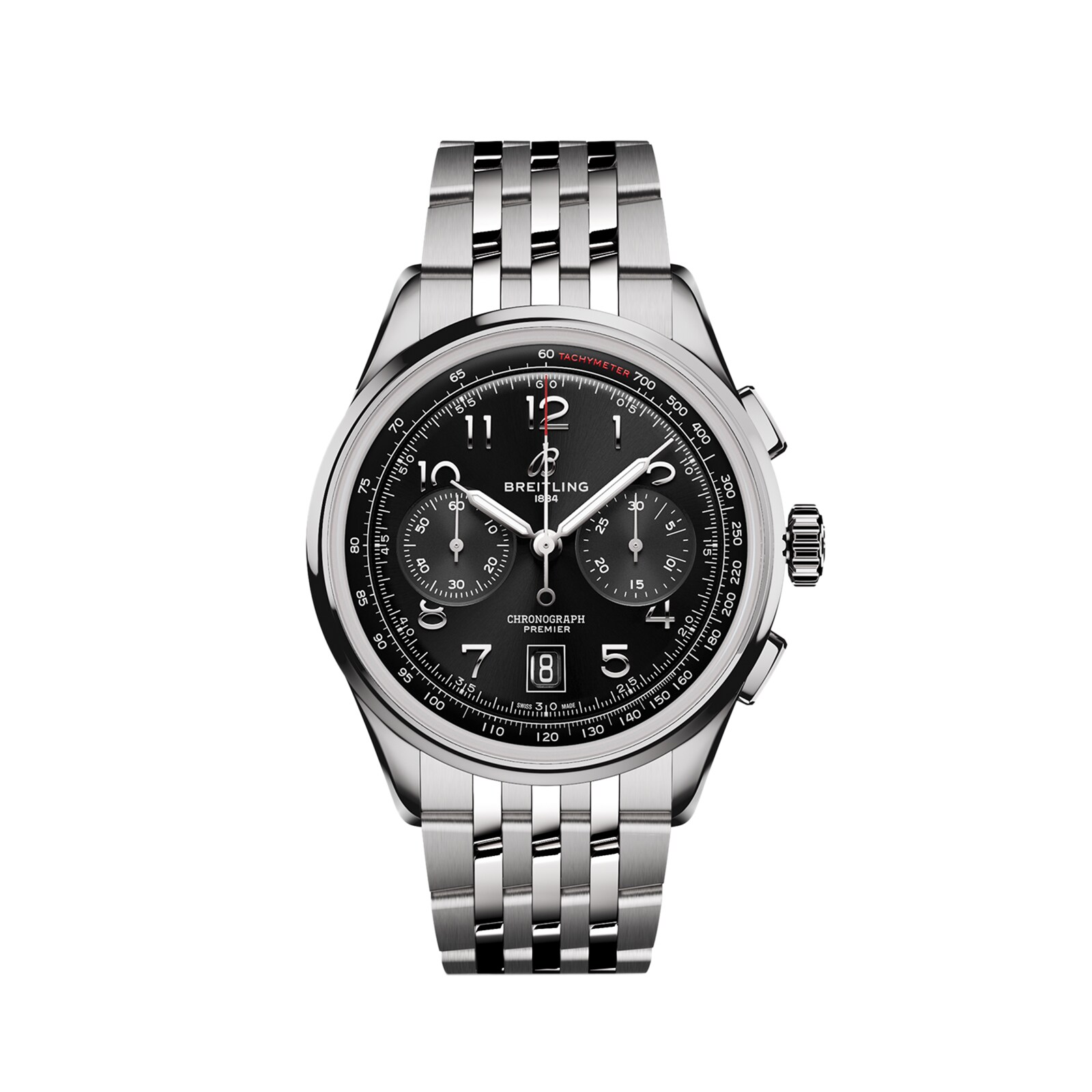 Montre Breitling Premier B01 Chronographe 42 mm pour homme en acier inoxydable noir AB0145221B1A1 Montre Breitling Premier B01 Chronographe 42 mm pour homme en acier inoxydable noir AB0145221B1A1