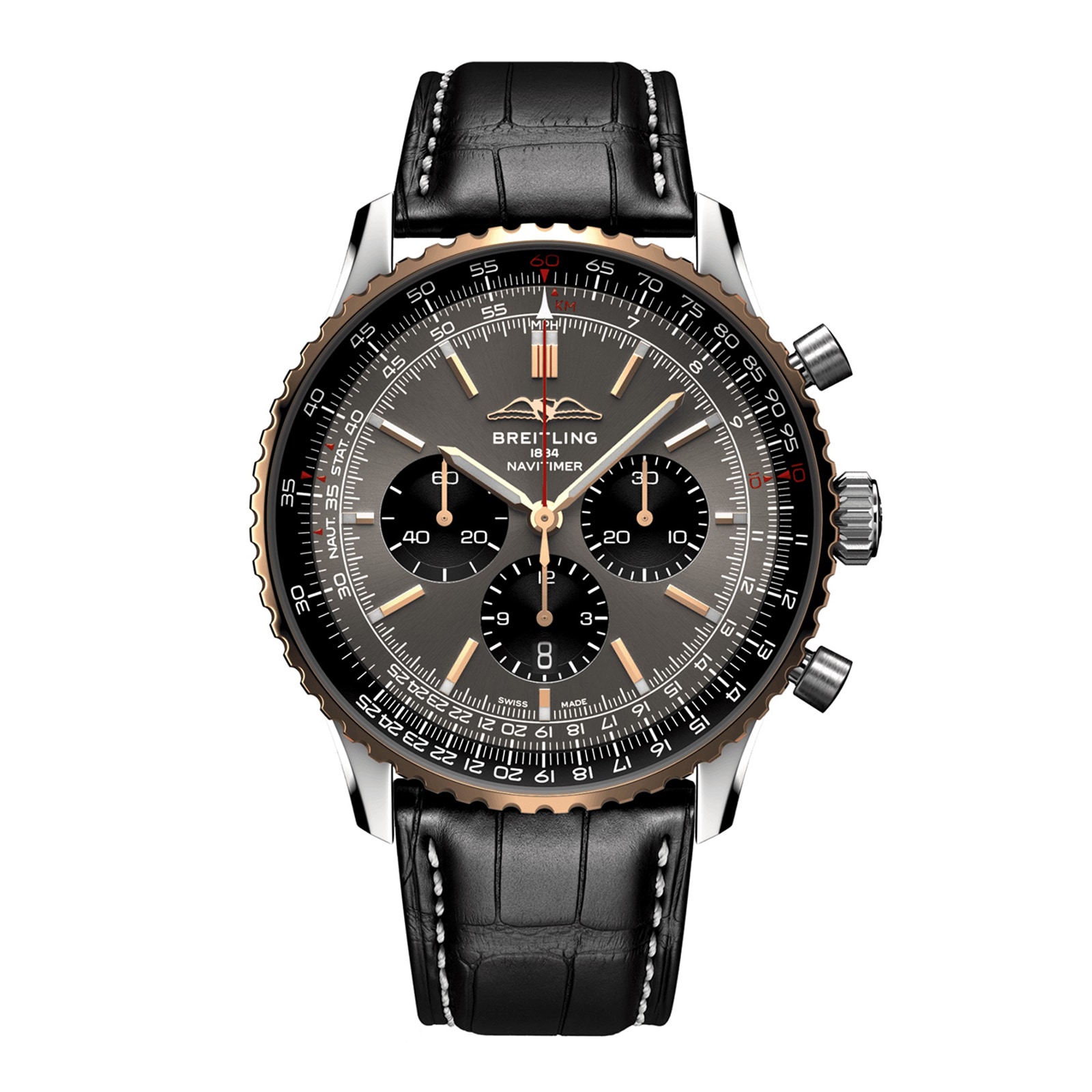 Montre homme Breitling Navitimer Chronograph Edition limitee 46 mm, grise, exclusivite americaine UB01371A1B1P1 Montre homme Breitling Navitimer Chronograph Edition limitee 46 mm, grise, exclusivite americaine UB01371A1B1P1