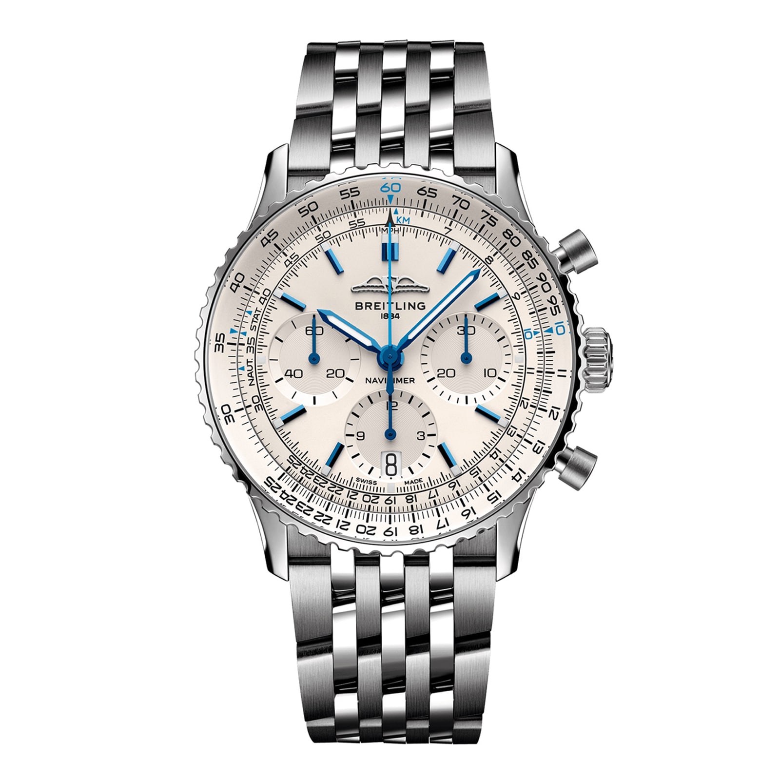 Montre Breitling Navitimer Chronographe 41 mm pour homme, blanche, AB0139A71G1A1 Montre Breitling Navitimer Chronographe 41 mm pour homme, blanche, AB0139A71G1A1