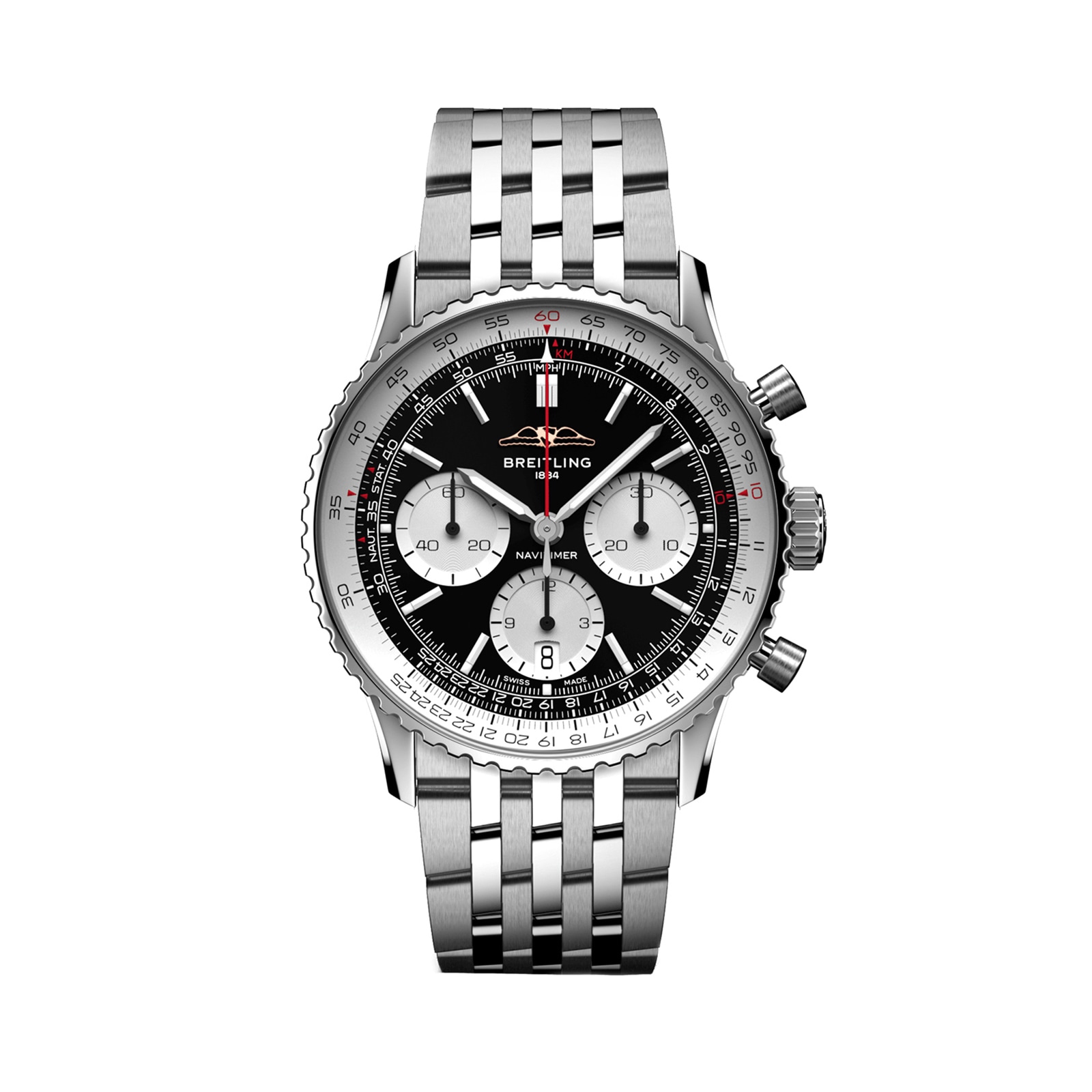 Montre Breitling Navitimer B01 Chronographe 41 mm pour homme en acier inoxydable noir AB0139211B1A1 Montre Breitling Navitimer B01 Chronographe 41 mm pour homme en acier inoxydable noir AB0139211B1A1