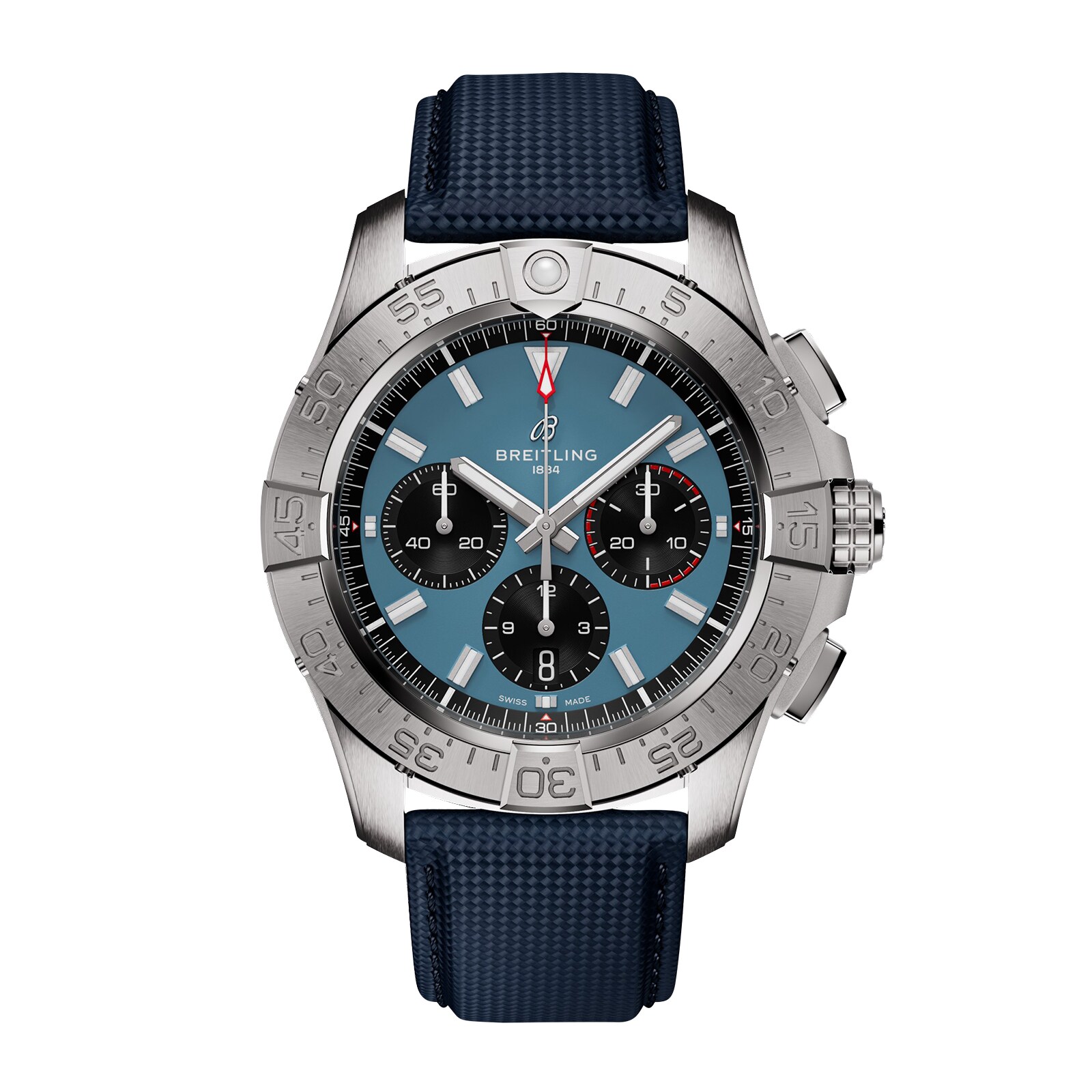 Montre homme Breitling Avenger Chronograph B01 44 mm en cuir bleu AB0147101C1X1