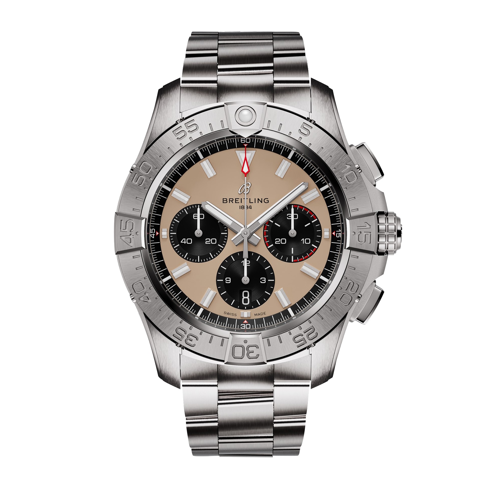 Montre Breitling Avenger Chronographe B01 44 mm pour homme, acier inoxydable beige AB0147101A1A1 Montre Breitling Avenger Chronographe B01 44 mm pour homme, acier inoxydable beige AB0147101A1A1