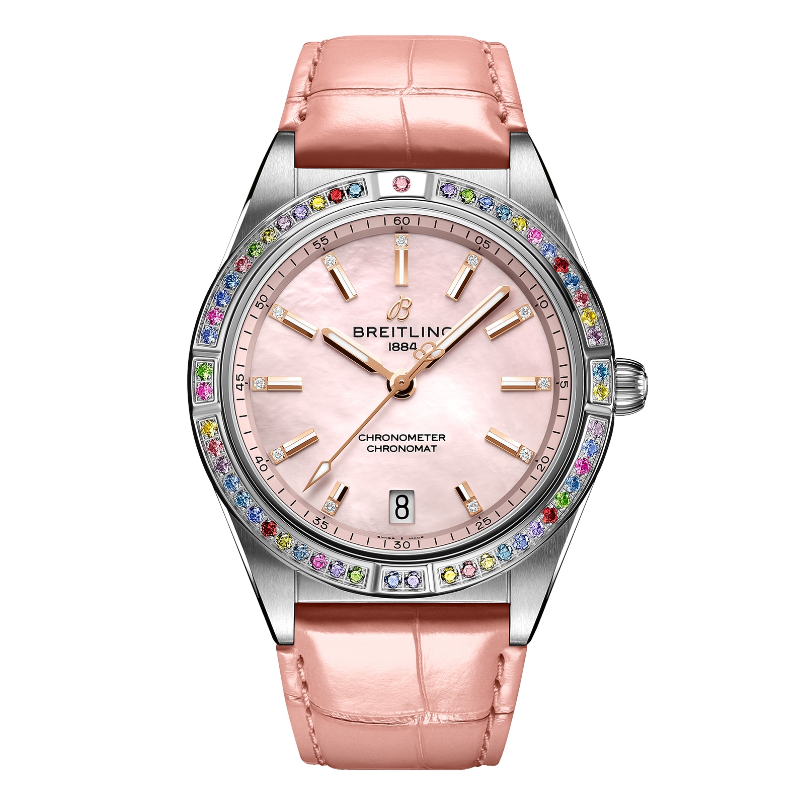 Montre femme Breitling Chronomat Automatic 36 avec bracelet en cuir rose South Sea G10380BB1K1P1