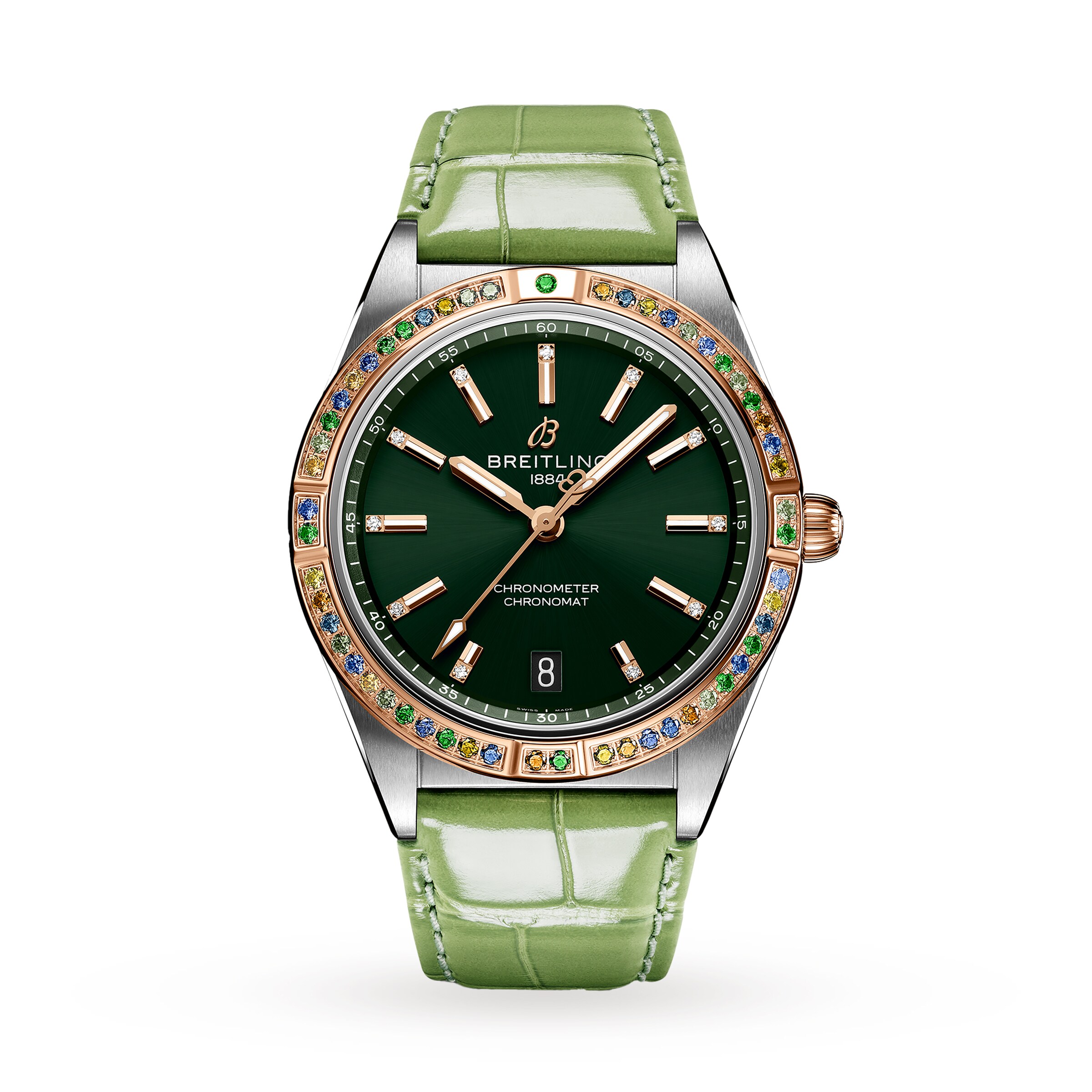 Montre femme Breitling Chronomat Automatic 36 avec bracelet en cuir vert des mers du Sud U10380611L1P1