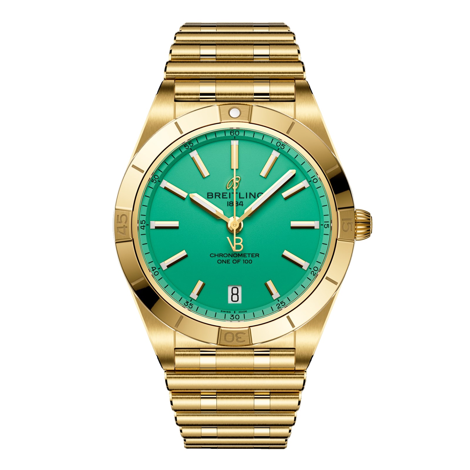 Montre automatique Breitling Chronomat 36 mm Victoria Beckham Edition limitee pour femme Or jaune menthe K103801A1L1K1