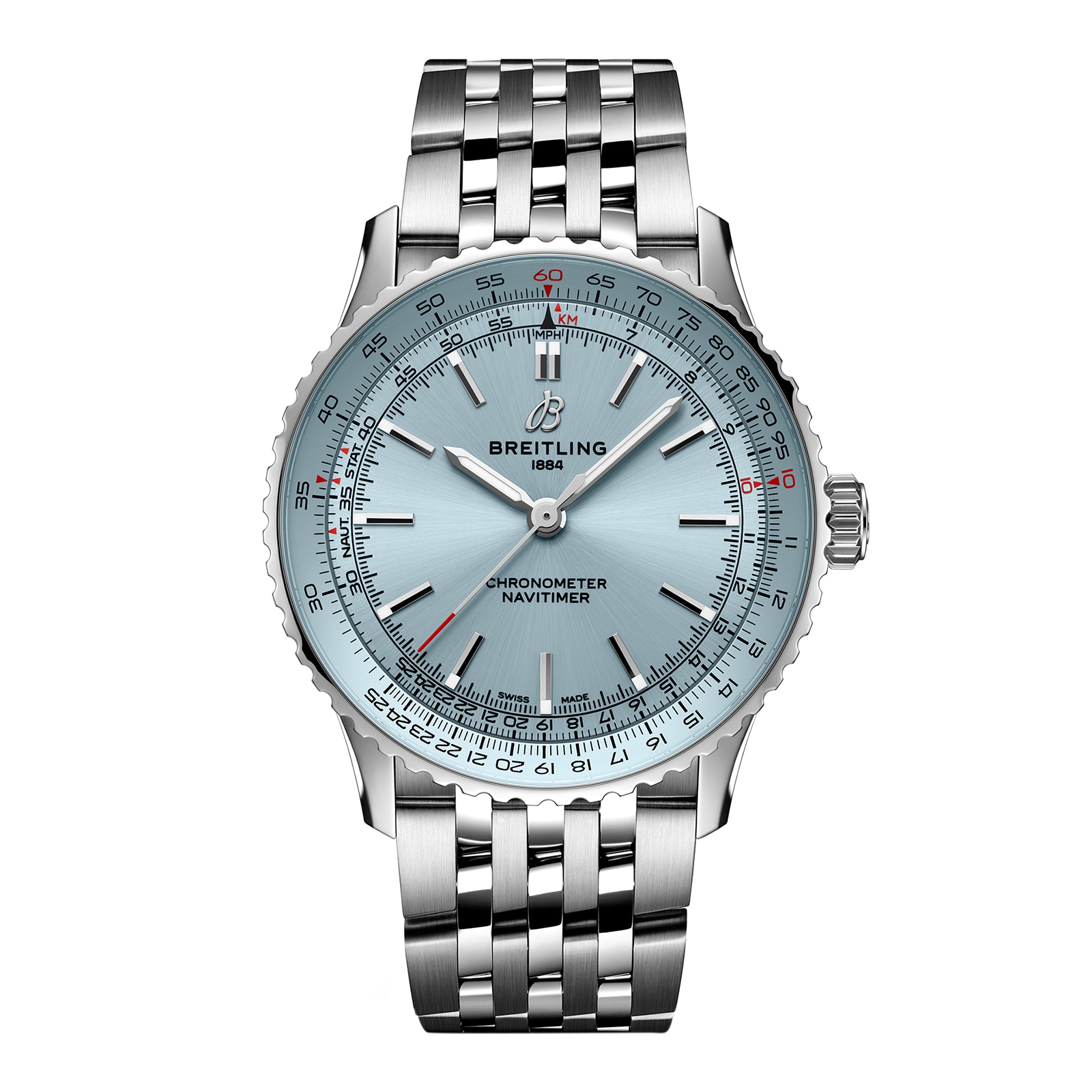 Montre Breitling Navitimer Automatique 41 mm pour homme, acier inoxydable bleu clair A17329171C1A1