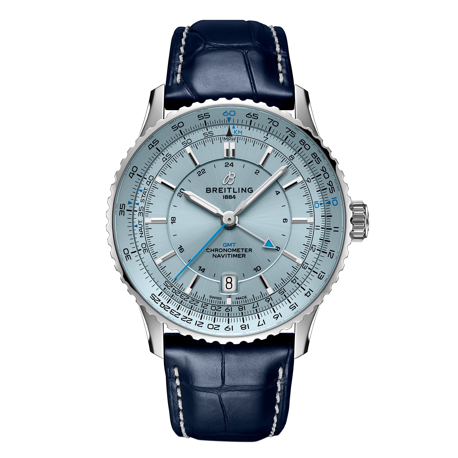 Montre homme Breitling Navitimer automatique GMT 41 mm bleu clair A32310171C1P1 Montre homme Breitling Navitimer automatique GMT 41 mm bleu clair A32310171C1P1