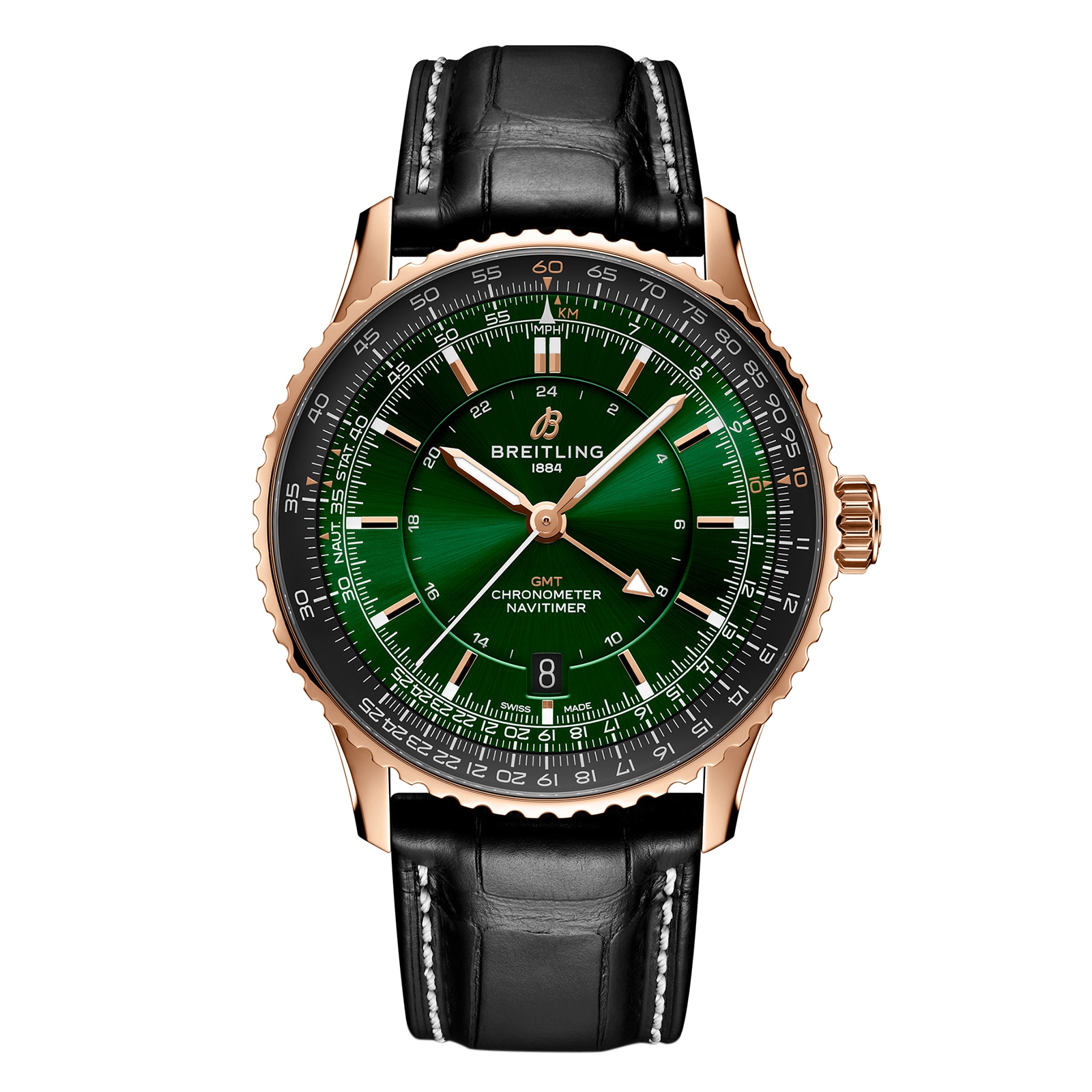 Montre Breitling Navitimer Automatique GMT 41 mm pour homme, verte R32310251L1P1