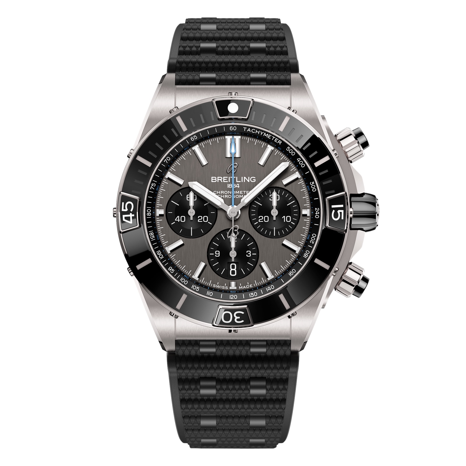 Montre homme Breitling Super Chronomat B01 44 mm, caoutchouc gris EB0136251M1S1