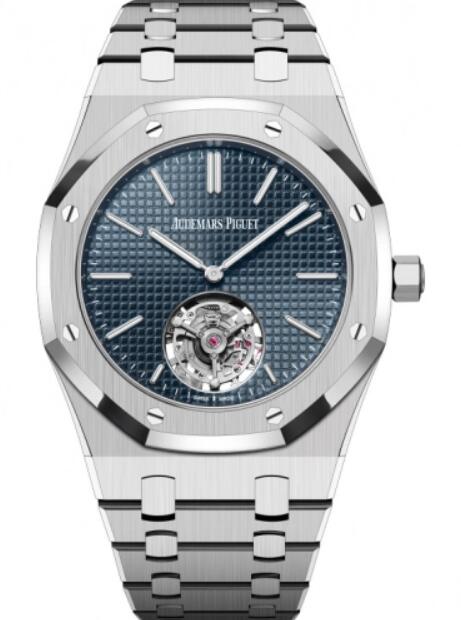 Montre Audemars Piguet Royal Oak Tourbillon Volant Automatique Jumbo Extra Plate 50e Anniversaire Acier Inoxydable 39 mm Cadran Bleu 26670ST.OO.1240ST.01