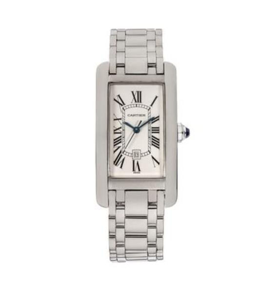 Montre Cartier Tank Americaine, modele moyen, automatique, en or blanc, W26036L1