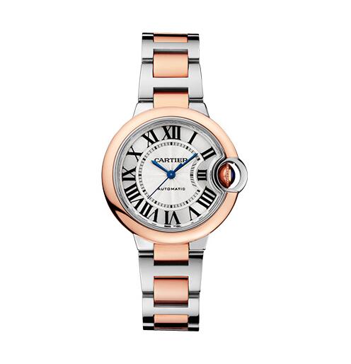 Montre Cartier Ballon Bleu 33 mm pour femme en acier inoxydable et or rose W2BB0032
