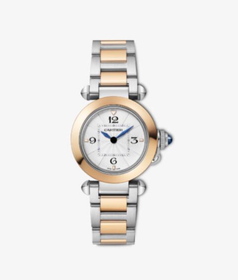 Montre Cartier Pasha 30 mm pour femme en acier inoxydable et or rose W2PA0007