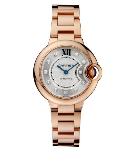 Montre Cartier Ballon Bleu 33 mm en or rose et diamants WJBB0062