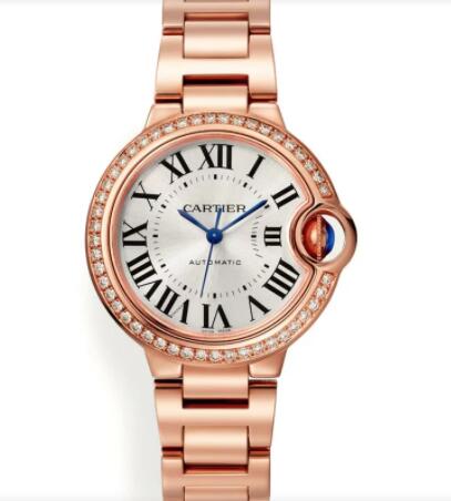 Montre Cartier Ballon Bleu De Cartier 33 mm or rose diamants WJBB0063