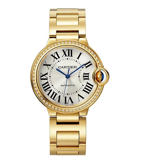 Montre Cartier Ballon Bleu 36 mm, boitier en or jaune, cadran argente, WJBB0070