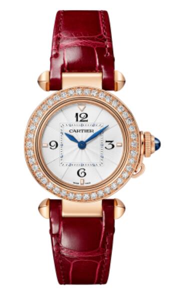 Montre Cartier Pasha 30 mm en or rose et diamants pour femme WJPA0017