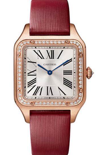 Montre Cartier Santos Dumont pour femme, grande taille, quartz, or rose et diamants, WJSA0018 Montre Cartier Santos Dumont pour femme, grande taille, quartz, or rose et diamants, WJSA0018