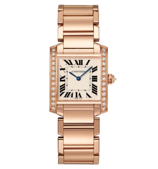 Montre Cartier Tank Francaise Medium en or rose et diamants WJTA0023