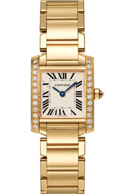 Montre Cartier Tank Francaise Small en or jaune 18 carats et diamants pour femme WJTA0024