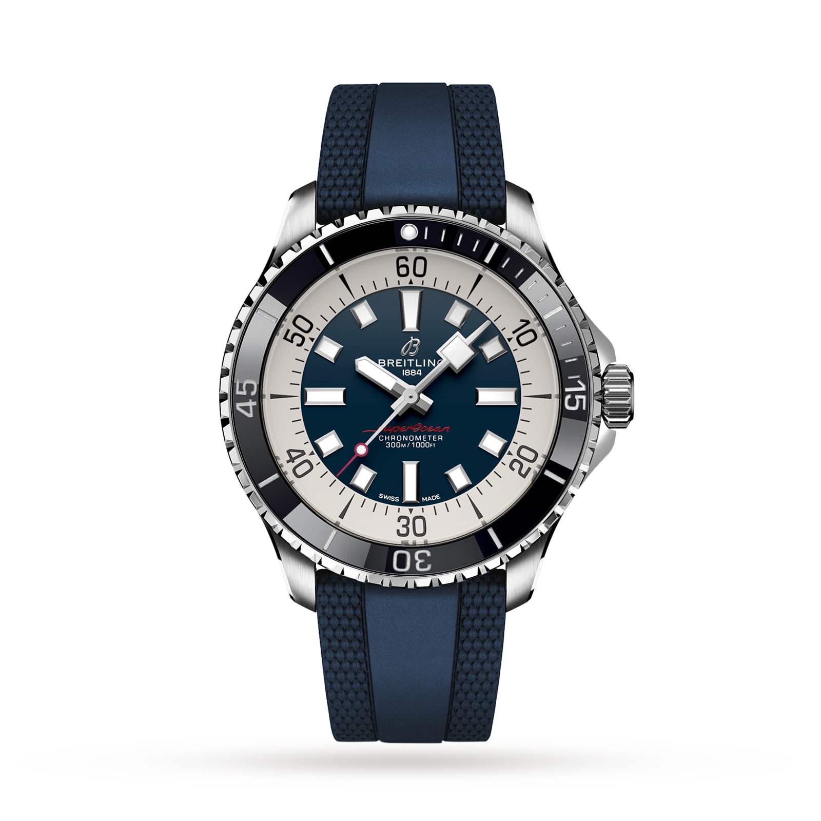 Montre Breitling Superocean Automatic 44 en acier inoxydable avec bracelet en caoutchouc A17376211C1S1 Montre Breitling Superocean Automatic 44 en acier inoxydable avec bracelet en caoutchouc A17376211C1S1