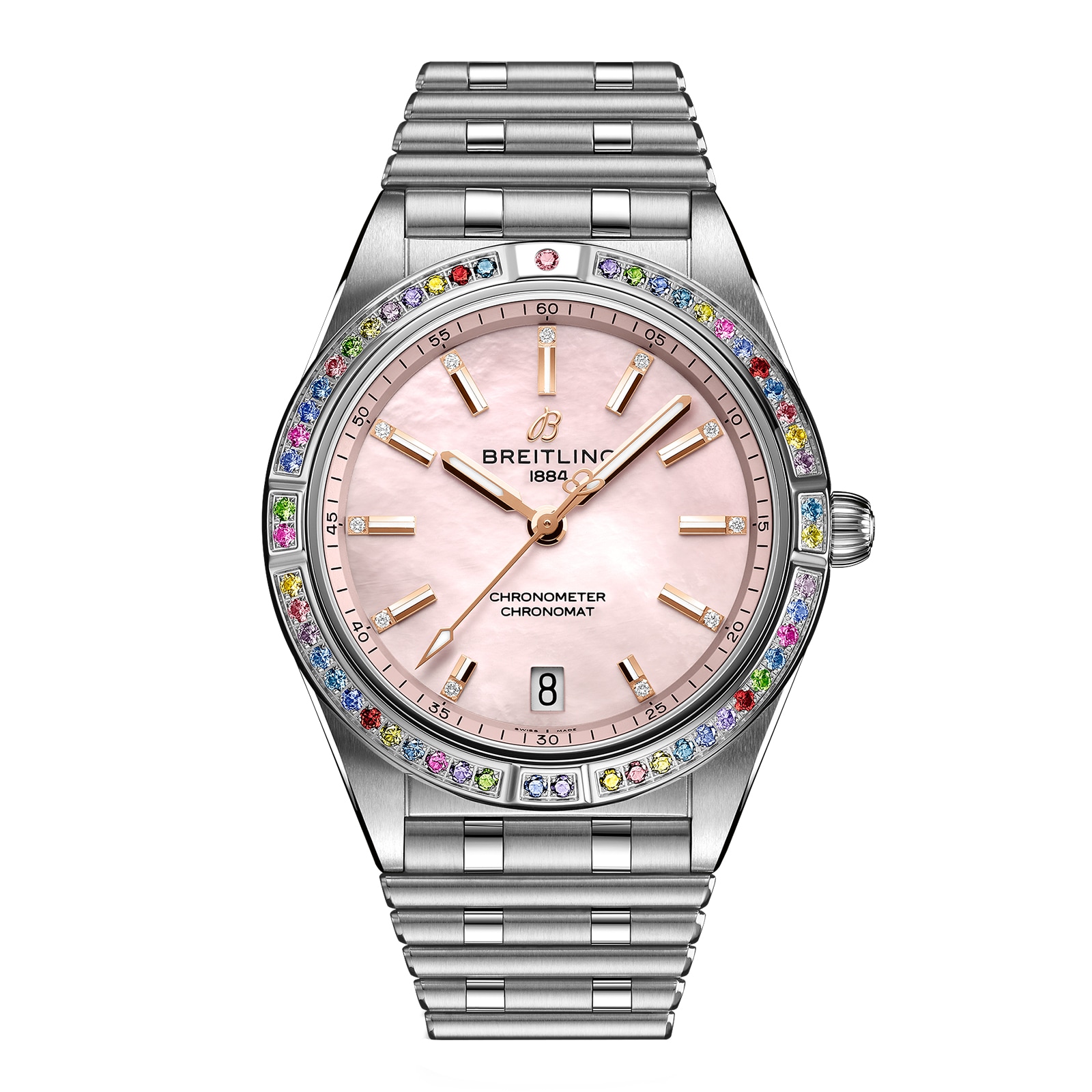 Montre femme Breitling Chronomat Automatic 36 avec bracelet en acier inoxydable rose des mers du Sud G10380BB1K1G1 Montre femme Breitling Chronomat Automatic 36 avec bracelet en acier inoxydable rose des mers du Sud G10380BB1K1G1
